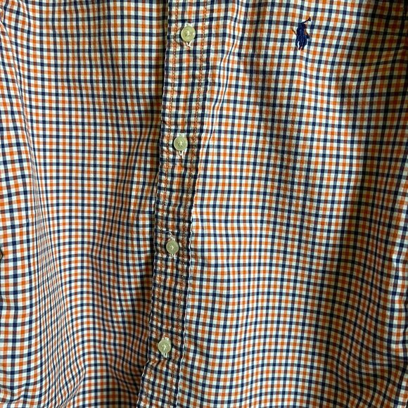 Ralph Lauren Boys Button-Down Shirt - Size 5 - Orange & Navy Gingham Check - Picture 6 of 6